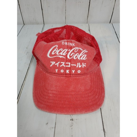 Other - Coca-Cola Slideback Mesh Back Red Hat Drink Coke Tokyo Japan Red Adjustable Nice